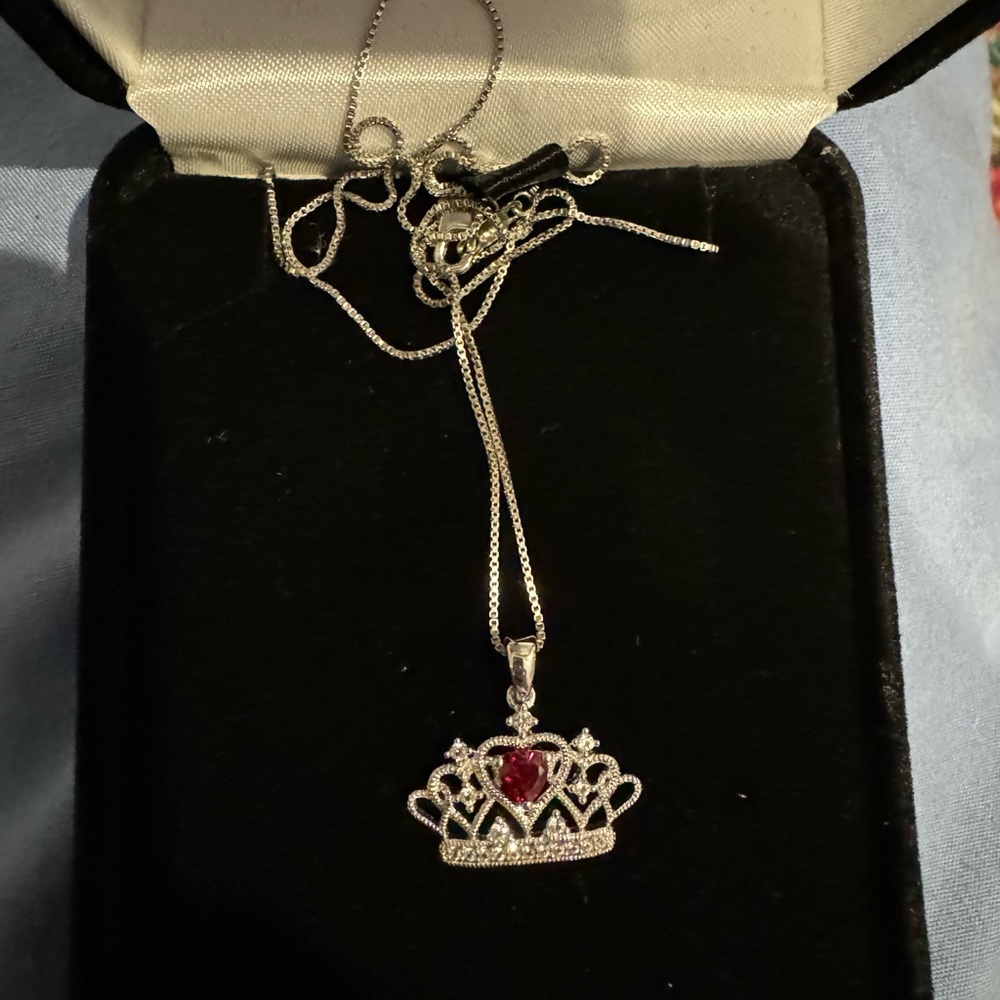 Kay Jewelers Lab-Created Ruby Crown Necklace Sterling Silver
